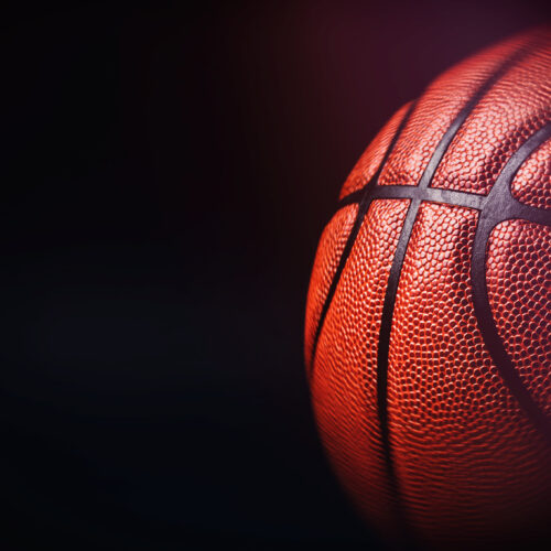 basketball ball on black background.