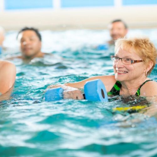 A group doing water aerobics.