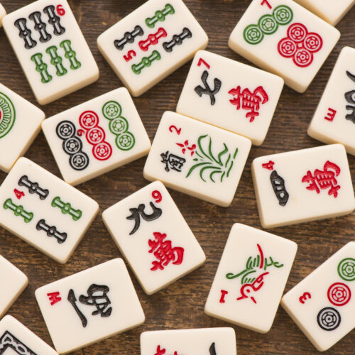 Tiles of mahjong board game